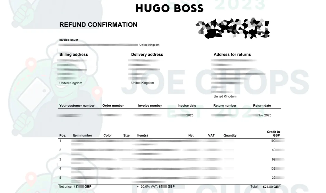 Hugo Boss Order Success